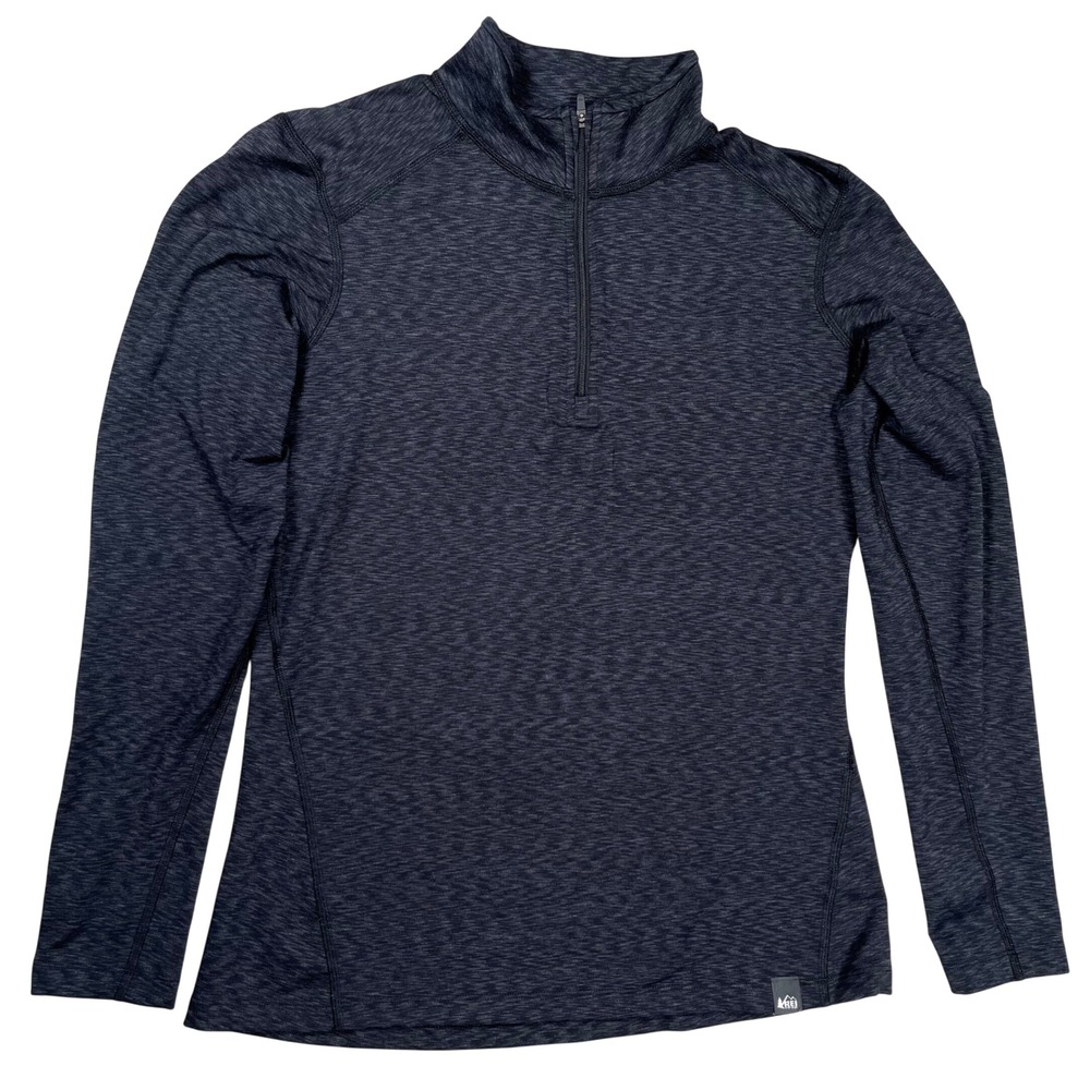 REI Co-op Pullover Women Medium Black Space Dye Quarter Zip Active Top Hiking